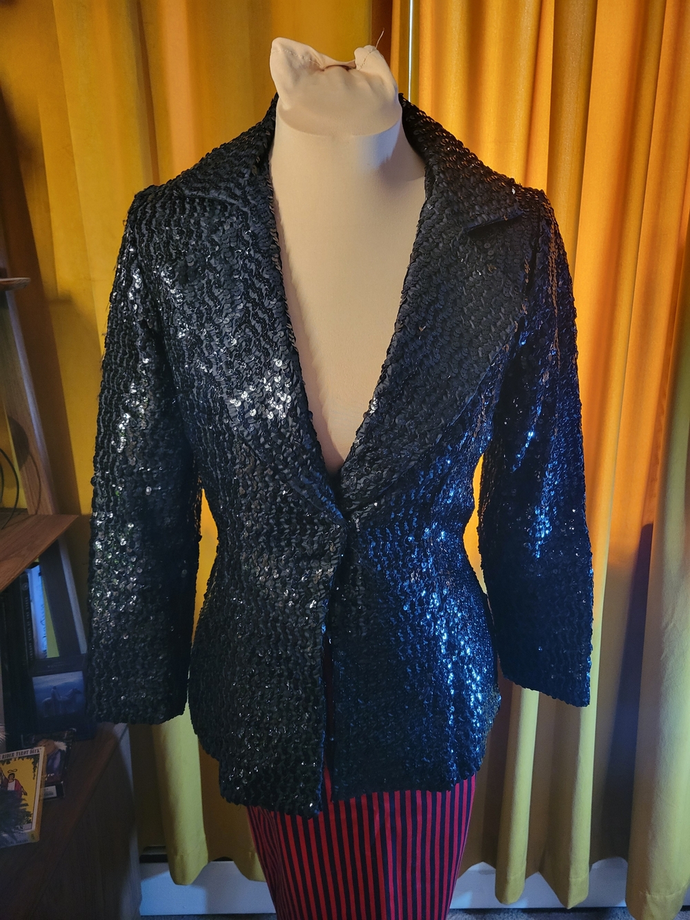 Women's Black Vintage Sequin Blazer Jacket